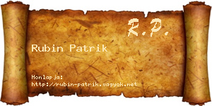 Rubin Patrik névjegykártya